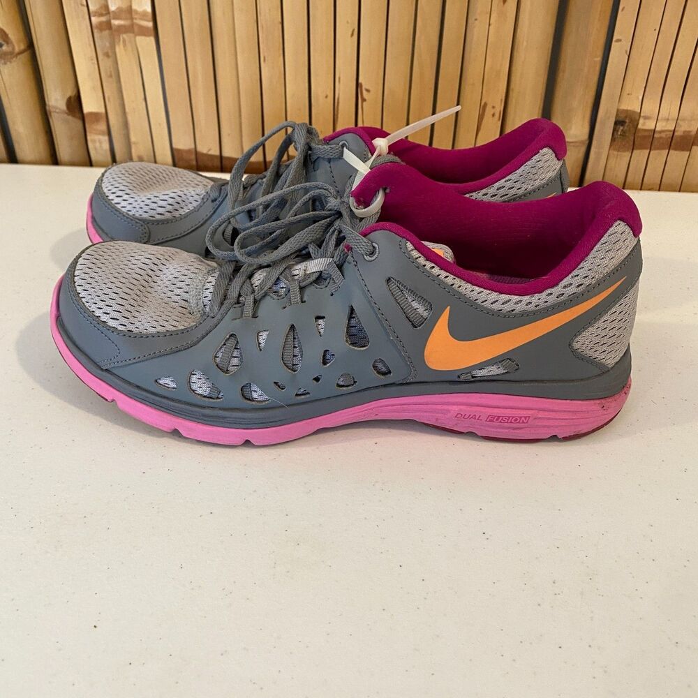 Retro Nike Dual Fusion Run 2 Running Cross Training Shoes Gray Pink Womens 10
